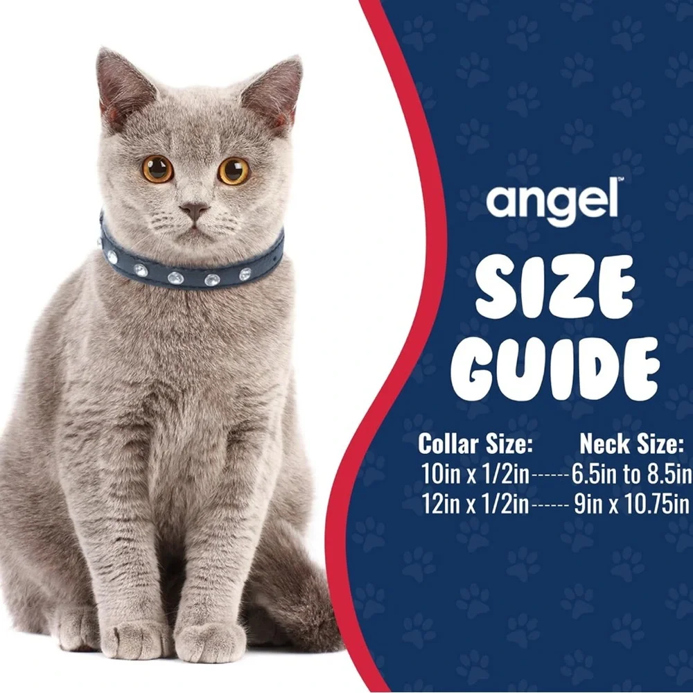 TWO Angel Pet Cat CollarS w/ Rhinestones Bling 12” Adjustable Comfortable NWT